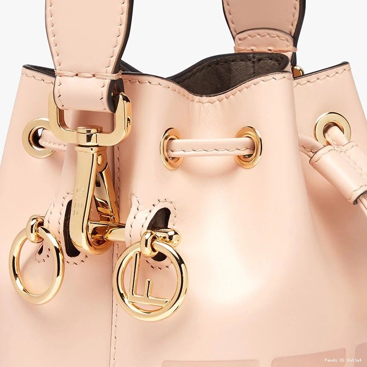 Vintage HOT ROMA Cherry Logo Mini Bag Calf Tresor Bucket Leather Fendi Mon In 0824